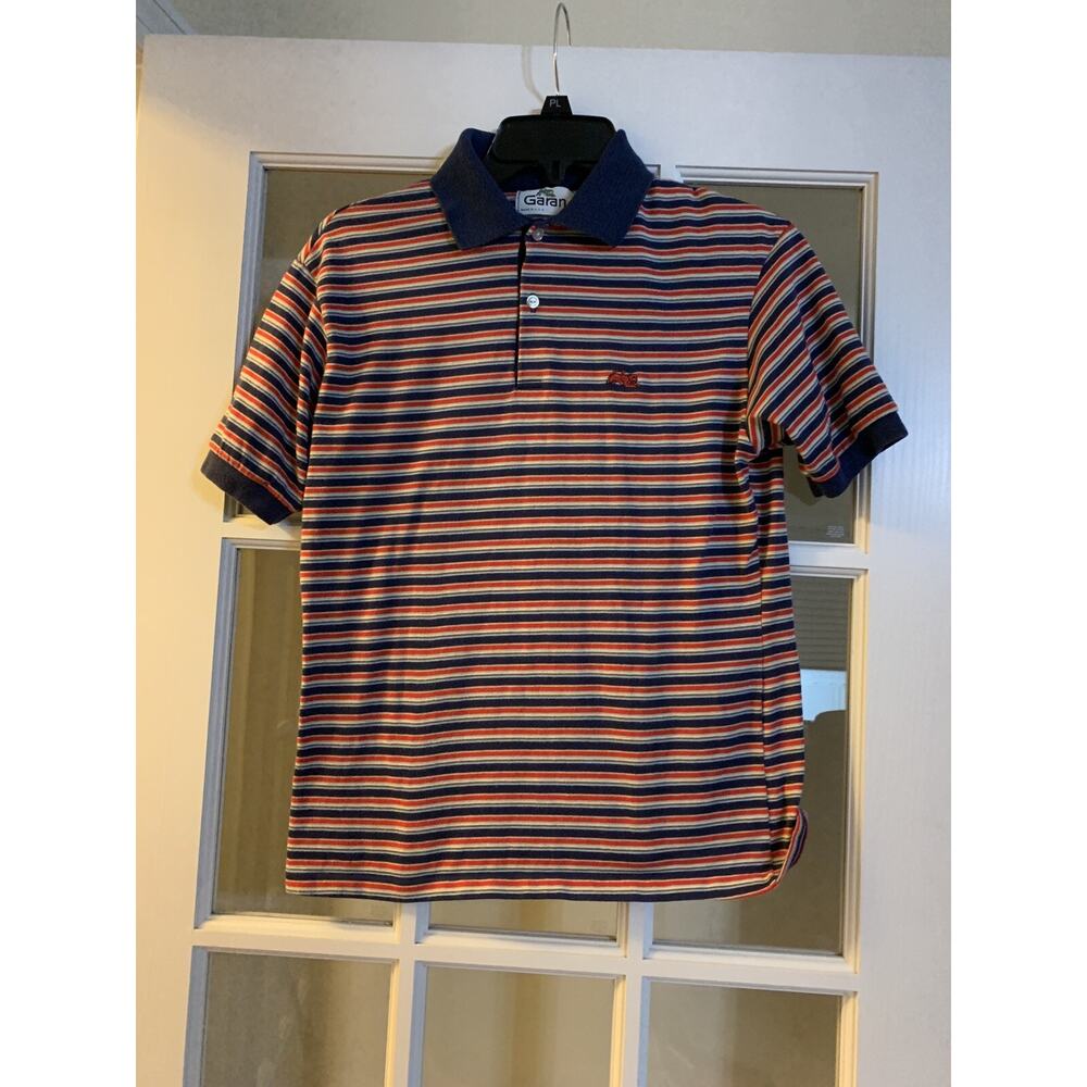VTG garan polo striped blue and red short sleeved polo boys size medium